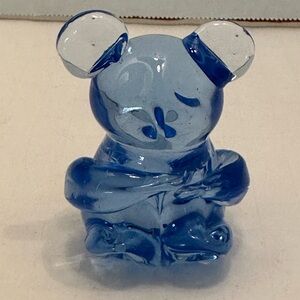 Sapphire Blue Glass Art Bear with Translucent Finish